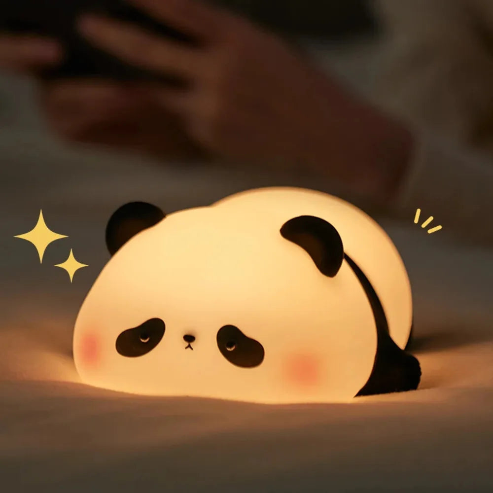 Sevimli Panda LED Gece Lambası | Dokunmatik Silikon Gece Işığı