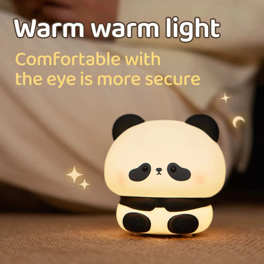 Sevimli Panda LED Gece Lambası | Dokunmatik Silikon Gece Işığı