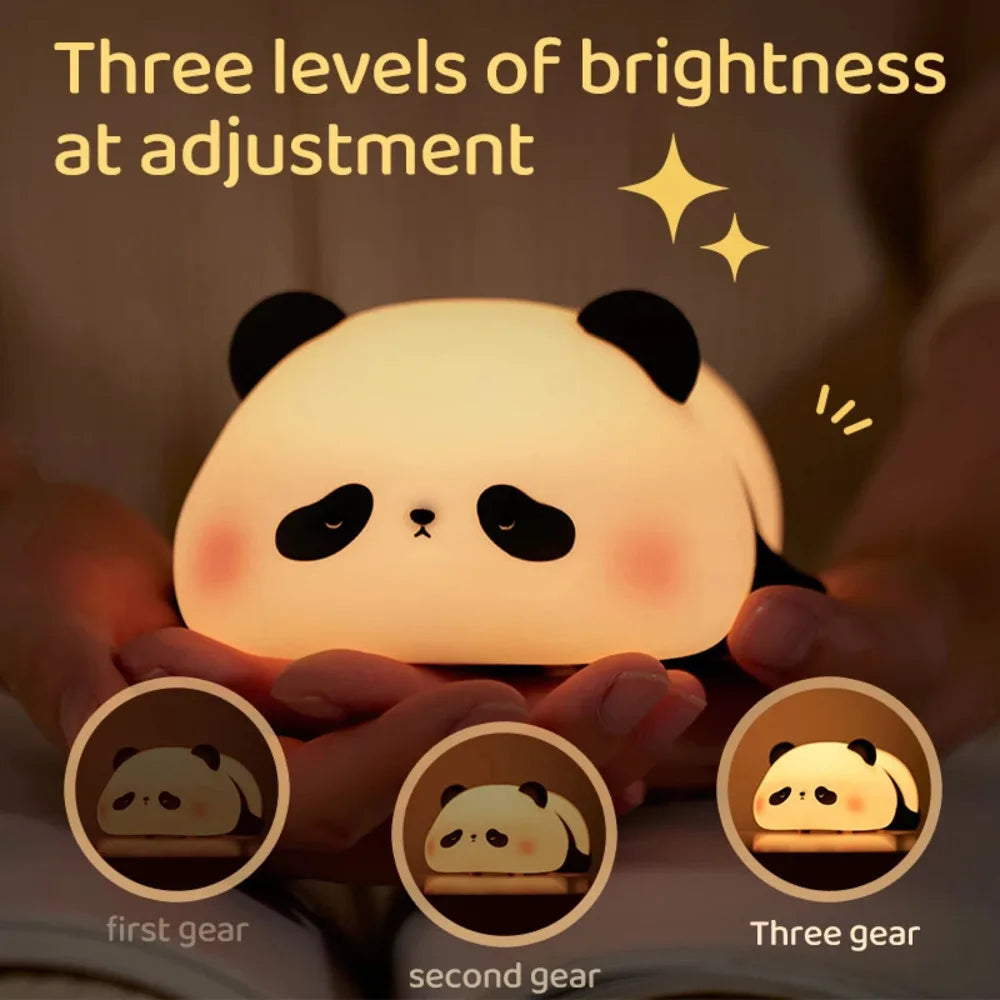Sevimli Panda LED Gece Lambası | Dokunmatik Silikon Gece Işığı