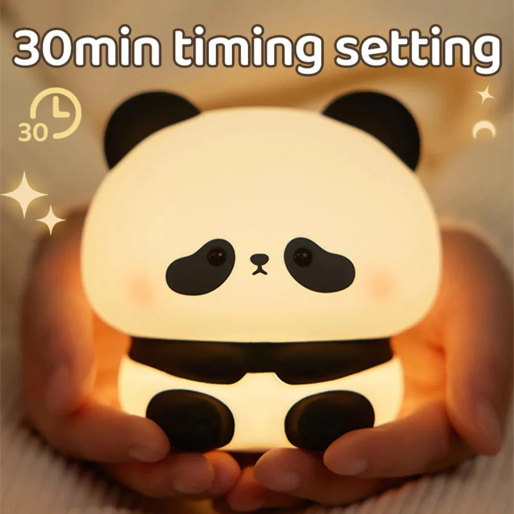 Sevimli Panda LED Gece Lambası | Dokunmatik Silikon Gece Işığı