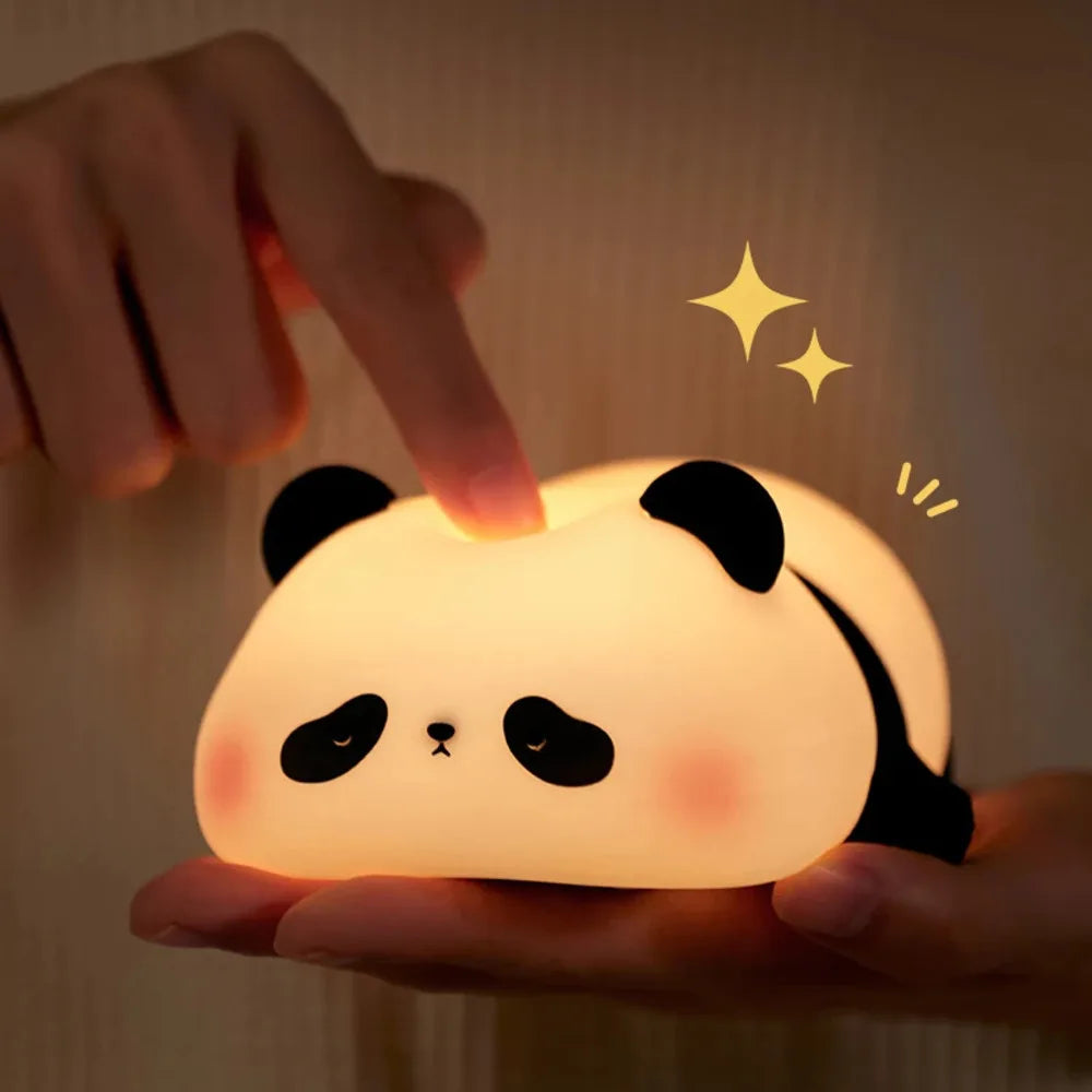 Sevimli Panda LED Gece Lambası | Dokunmatik Silikon Gece Işığı