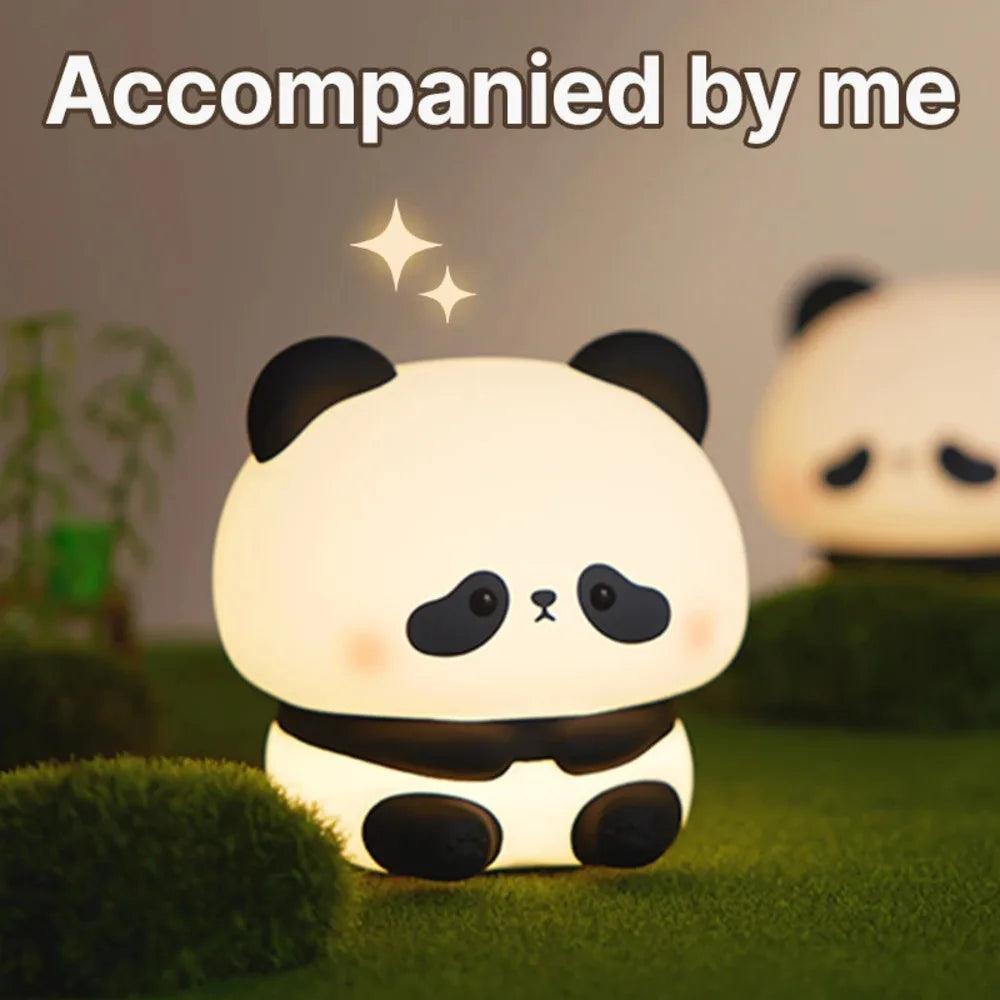 Sevimli Panda LED Gece Lambası | Dokunmatik Silikon Gece Işığı